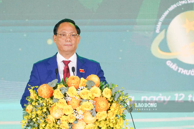 Phó Chủ tịch Quốc hội Trần Quang Phương phát biểu tại buổi lễ. Ảnh: P.A