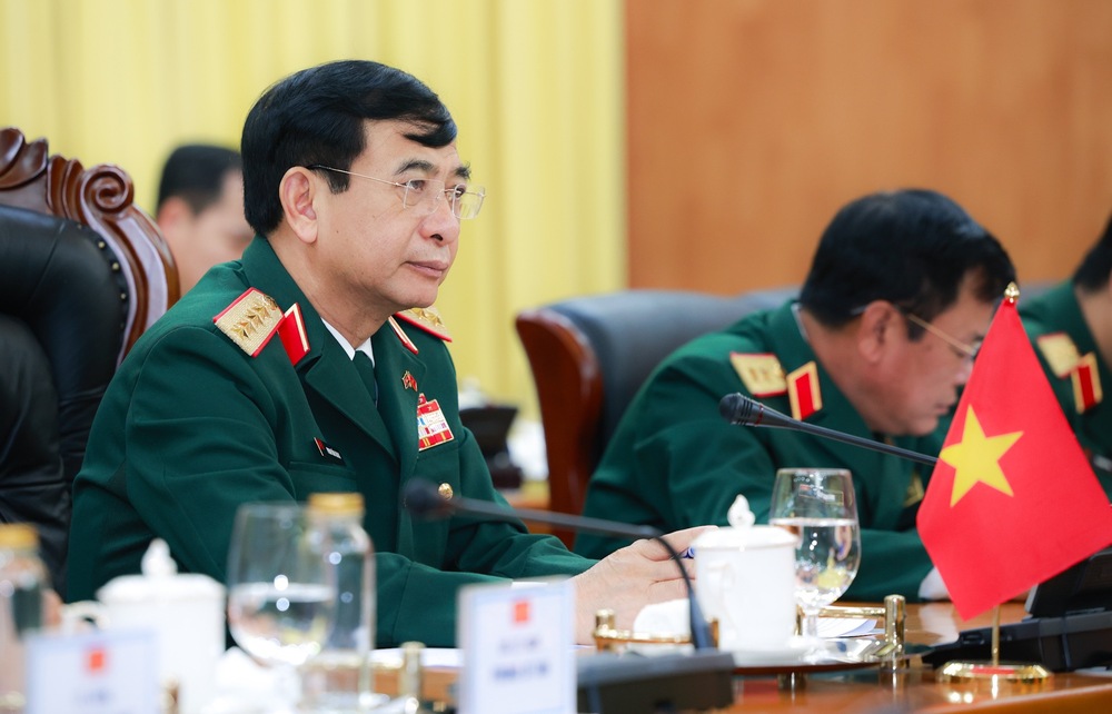 Đại tướng Phan Văn Giang trong cuộc hội đàm. Ảnh: Hải Nguyễn