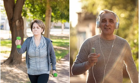Ở độ tuổi 60, đi bộ là bài tập đơn giản và dễ thực hiện nếu để giảm cân. Đồ họa: Thanh Thanh 