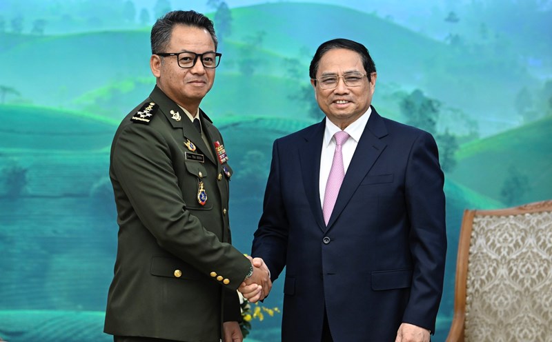 Thủ tướng Chính phủ Phạm Minh Chính đã tiếp Đại tướng Tea Seiha, Phó Thủ tướng, Bộ trưởng Bộ Quốc phòng Campuchia. Ảnh: Hải Nguyễn 