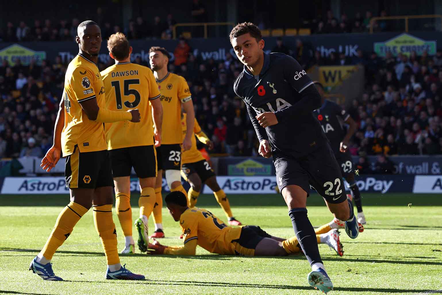 Bàn thắng từ rất sớm của Johnson không đủ để Tottenham có điểm trước Wolves. Ảnh: AFP