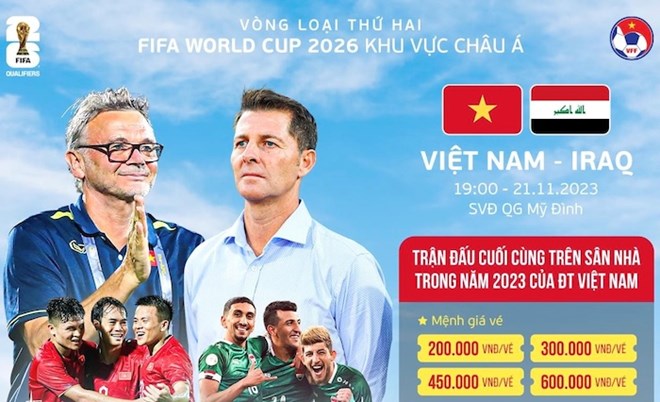 Mở bán trực tiếp vé xem tuyển Việt Nam và Iraq tại sân Mỹ Đình