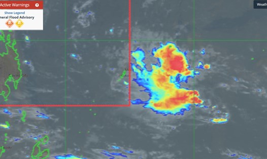 Vùng áp thấp gần Philippines được dự báo có thể trở thành bão cuồng phong (Ảnh chụp màn hình ngày 14.11 từ PAGASA).