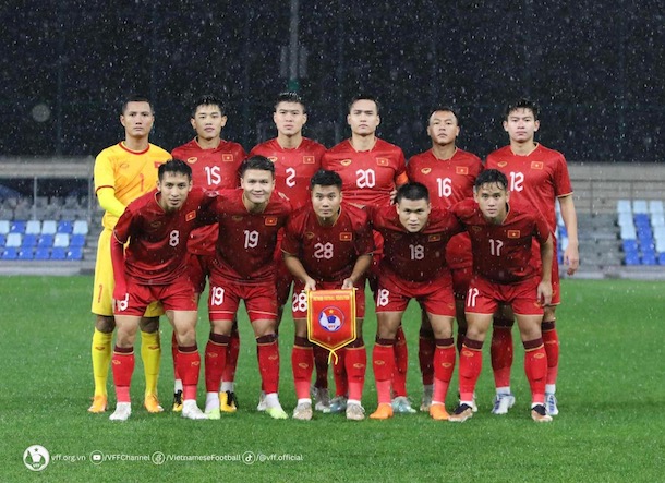 Hậu vệ Võ Minh Trọng (số 17) trong màu áo đội tuyển Việt Nam. Ảnh: VFF