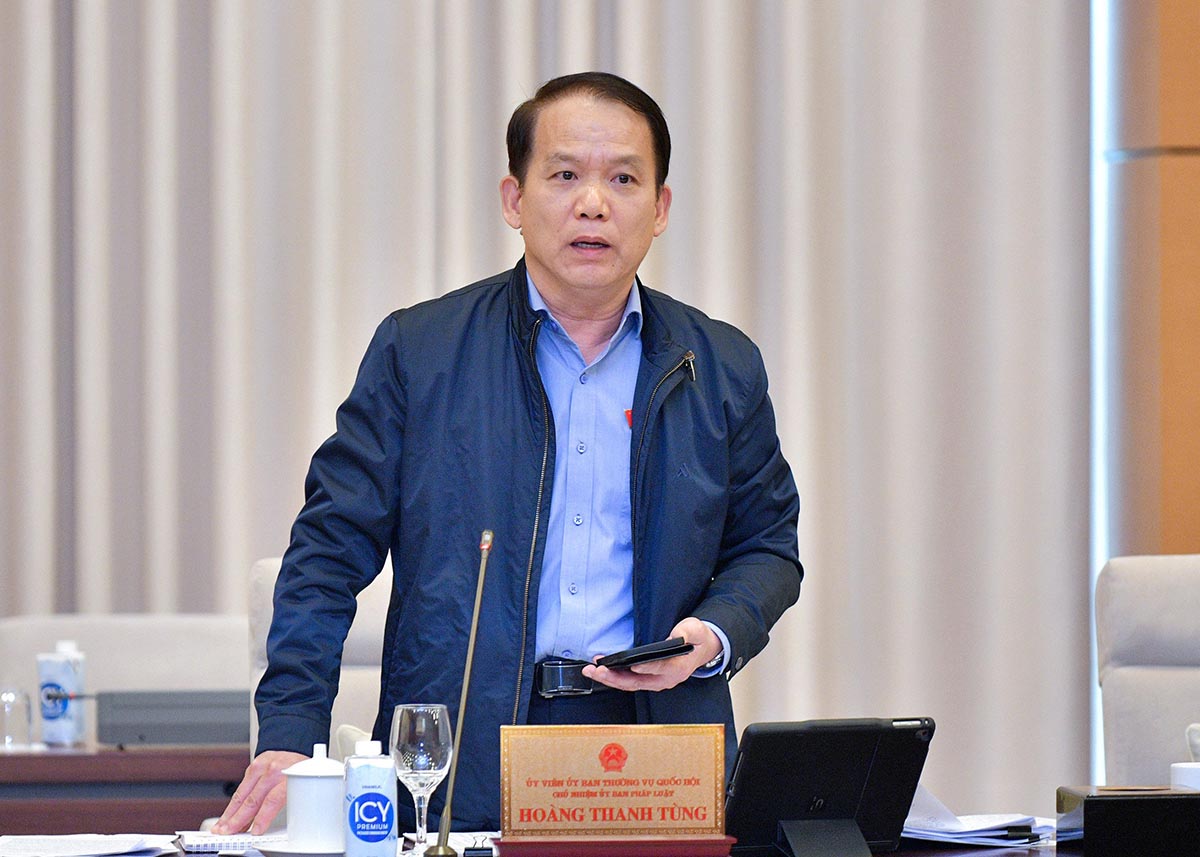 Chủ nhiệm Ủy ban Pháp luật của Quốc hội Hoàng Thanh Tùng phát biểu. Ảnh: VPQH