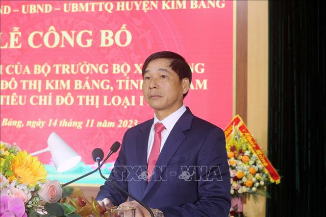 Ông Nguyễn Anh Chức - Phó Chủ tịch Thường trực UBND tỉnh Hà Nam phát biểu tại buổi lễ. Ảnh: TTXVN