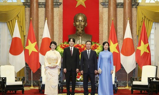 Chủ tịch nước Võ Văn Thưởng và Phu nhân tiếp Hoàng Thái tử Nhật Bản Akishino và Công nương Kiko tại Hà Nội tháng 9.2023. Ảnh: Hải Nguyễn