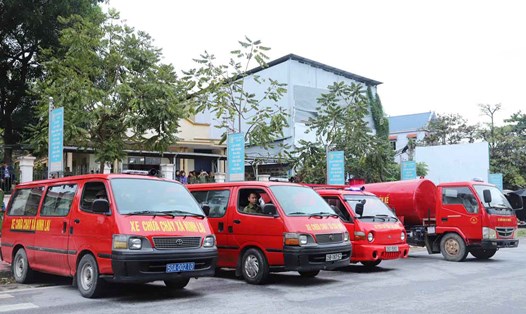 Các xe chữa cháy được trang bị tới 4 xã, thị trấn tại huyện Sơn Dương, Tuyên Quang. Ảnh: CATQ.
