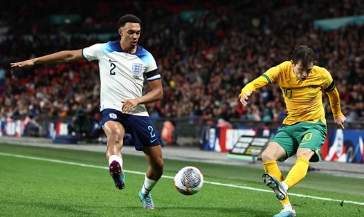Alexander-Arnold chơi rất ấn tượng trong vai trò tổ chức ở trận đấu gặp Australia. Ảnh: AFP