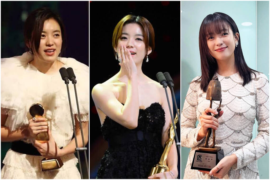Trước Chuông Vàng, Han Hyo Joo thắng giải Nữ chính truyền hình Baeksang năm 2011 và Nữ chính điện ảnh Rồng Xanh năm 2013. Ảnh: Naver