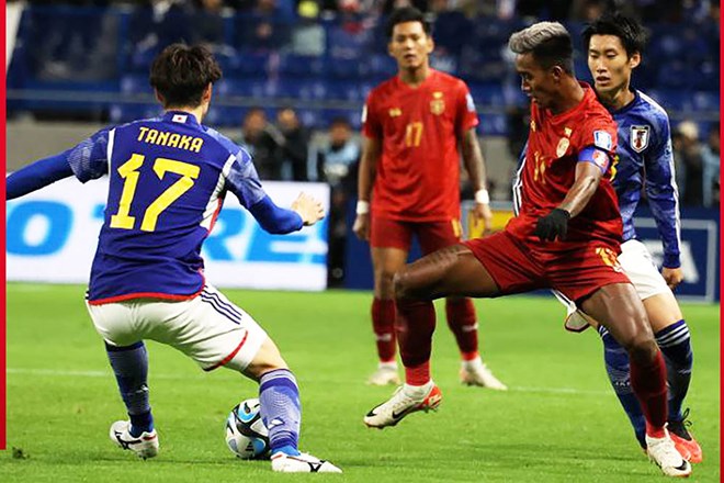 Myanmar thua đậm Nhật Bản ngày ra quân vòng loại 2 World Cup 2026