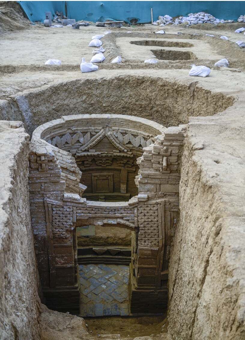 Cụm mộ cổ được khai quật ở thành phố Tế Nam, Sơn Đông năm 2021. Ảnh minh họa. Ảnh chụp màn hình