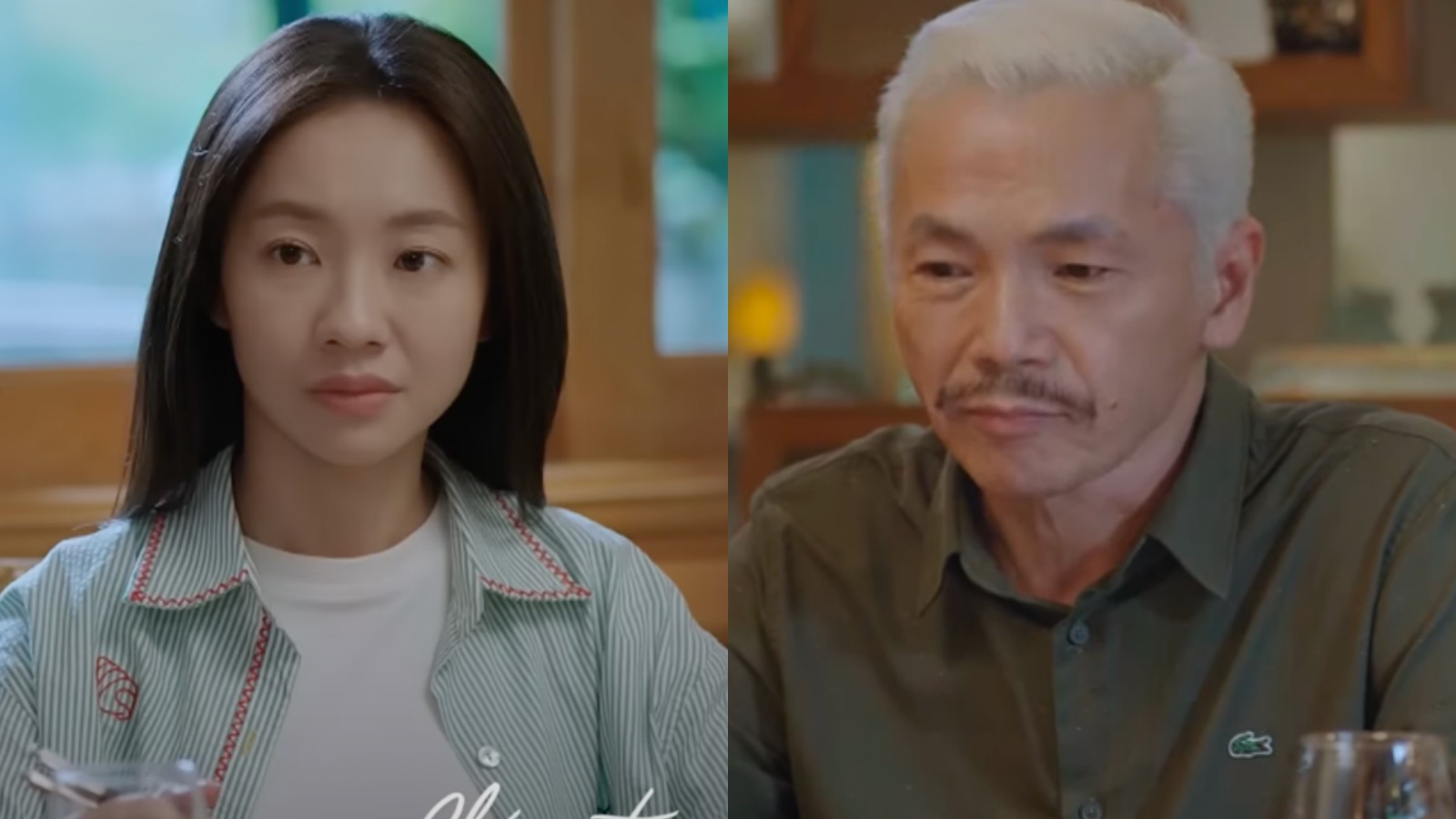 NSND Trung Anh và Hoàng Hà đóng vai bố con trong "Chúng ta của 8 năm sau". Ảnh: Chụp màn hình