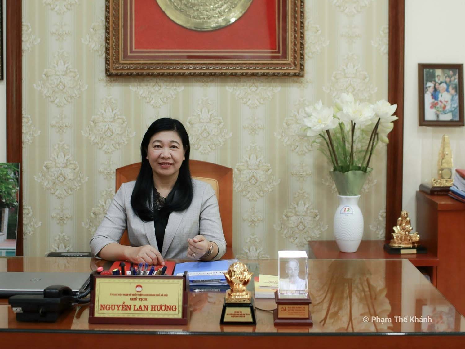 Ủy viên Ban Thường vụ Thành ủy, Chủ tịch Ủy ban Mặt trận Tổ quốc Việt Nam Thành phố Hà Nội Nguyễn Lan Hương. Ảnh: Phạm Đông