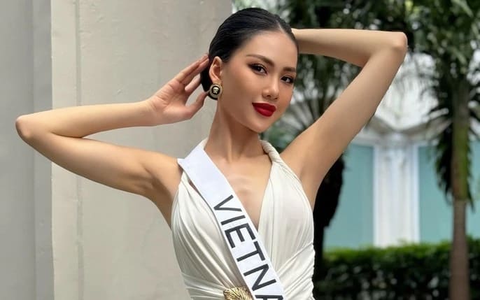 Bùi Quỳnh Hoa trong quá trình thi Hoa hậu Hoàn vũ 2023. Ảnh: MU