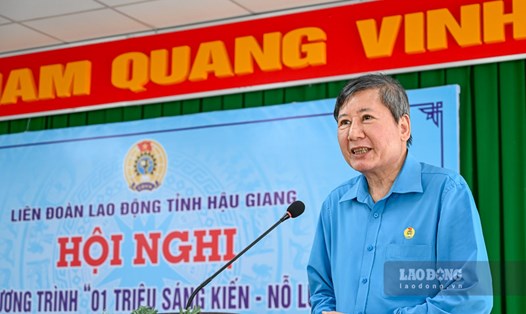 Phó Chủ tịch Thường trực Tổng LĐLĐ Việt Nam Trần Thanh Hải phát biểu tại hội nghị. Ảnh: Đạt Phan