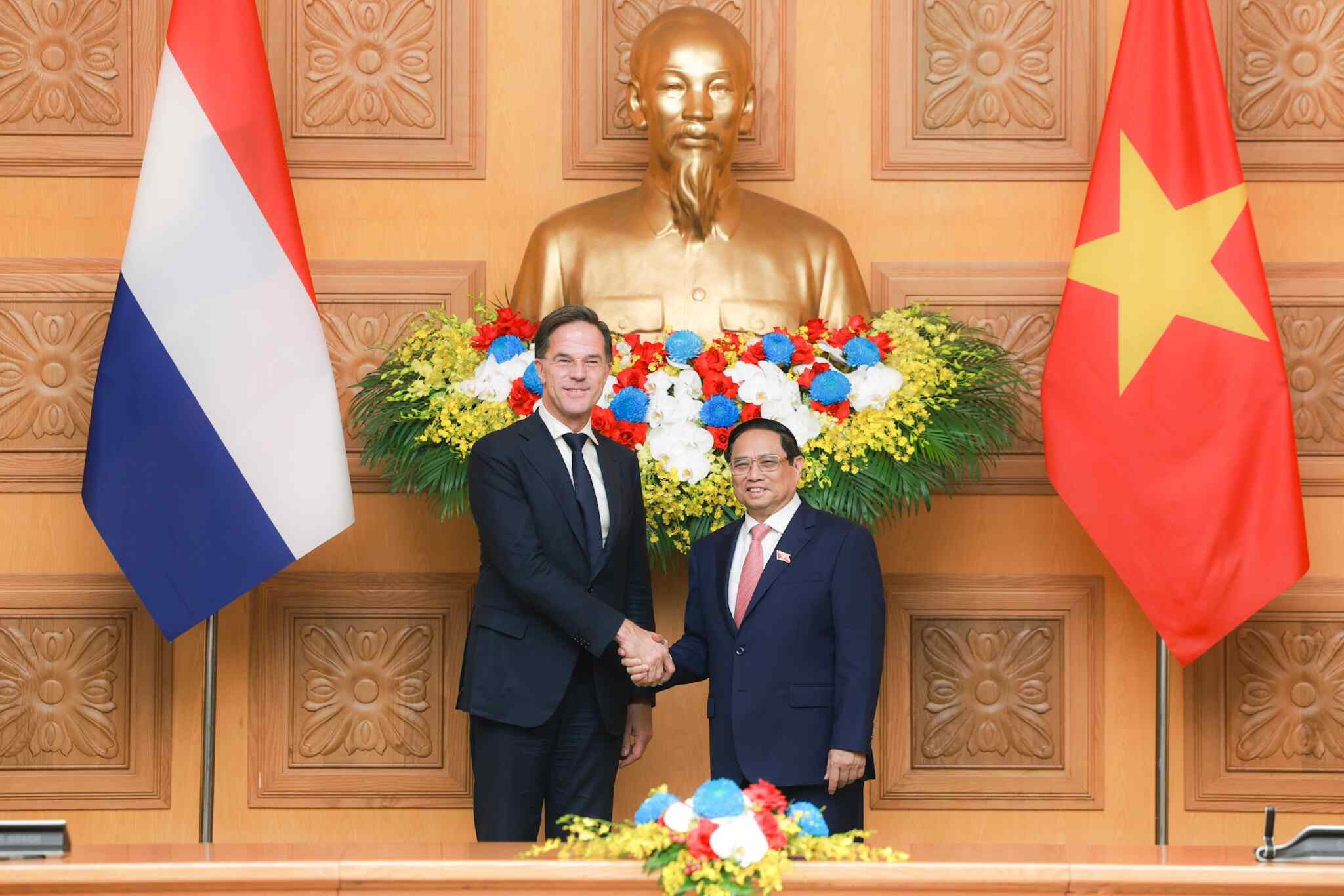 Thủ tướng Chính phủ Phạm Minh Chính và Thủ tướng Hà Lan Mark Rutte. Ảnh: Hải Nguyễn 
