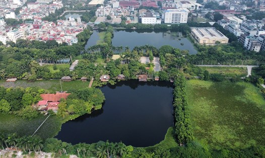 Khu công viên sinh thái Vĩnh Hưng nhìn từ trên cao. Ảnh: Vĩnh Hoàng