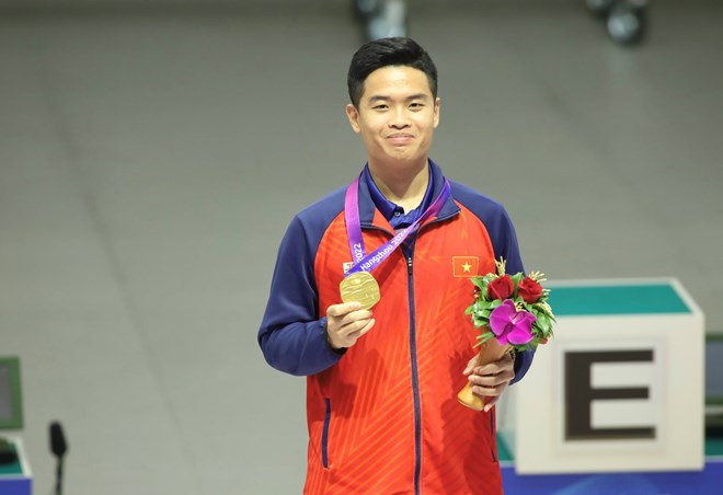 Quang Huy đã giành huy chương vàng ASIAD 19. Ảnh: Bùi Lượng 