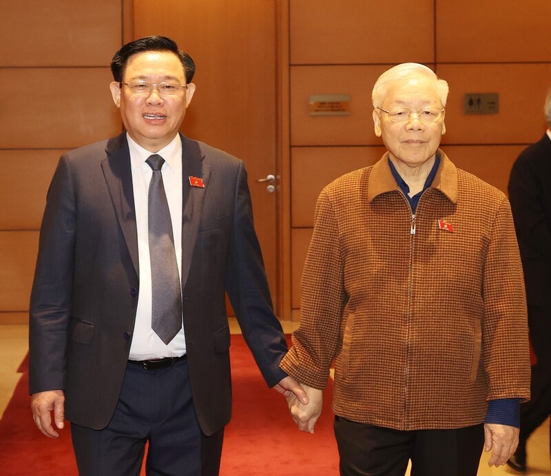 Tổng Bí thư Nguyễn Phú Trọng và Chủ tịch Quốc hội Vương Đình Huệ. Ảnh: Trí Dũng/TTXVN 
