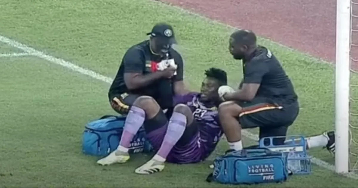 Andre Onana chấn thương khi về tuyển (Ảnh cắt từ video)