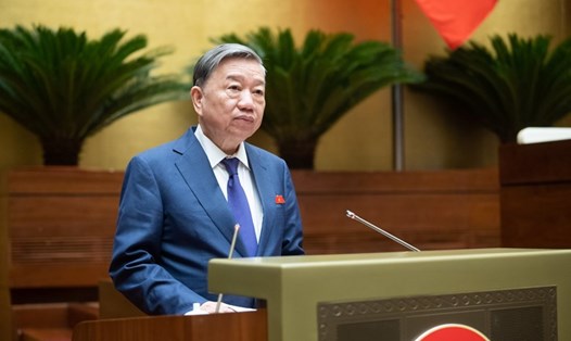 Bộ trưởng Bộ Công an Tô Lâm tại Kỳ họp thứ 6, Quốc hội khóa XV. Ảnh: VPQH