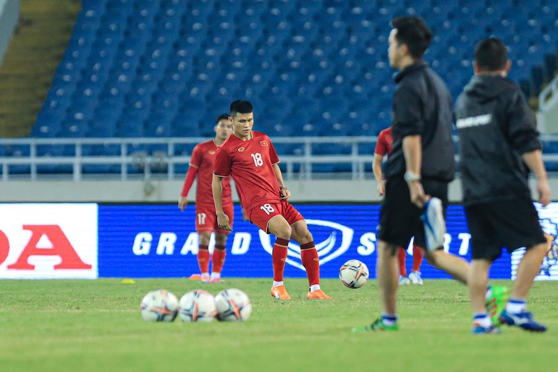 Đội tuyển Việt Nam đặt mục tiêu có điểm trước Iraq tại vòng loại World Cup 2026. Ảnh: Minh Dân