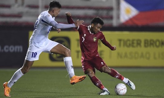 Ramdani ghi bàn giúp tuyển Indonesia cầm hoà tuyển Philippines 1-1 vào tối 21.11. Ảnh: Antara