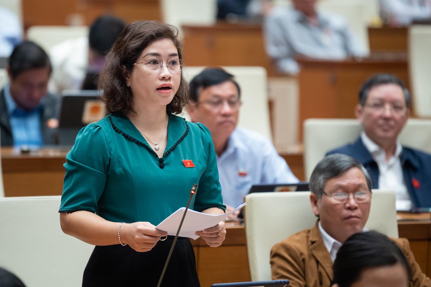 Đại biểu Phạm Thị Kiều - Đoàn ĐBQH tỉnh Đắk Nông phát biểu. Ảnh: Văn phòng Quốc hội