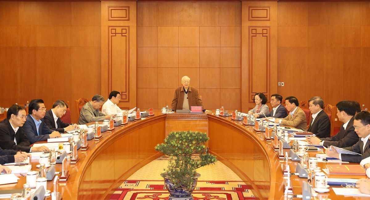 Tổng Bí thư Nguyễn Phú Trọng chủ trì phiên họp của Thường trực Ban Chỉ đạo Trung ương về phòng, chống tham nhũng, tiêu cực. Ảnh: TTXVN