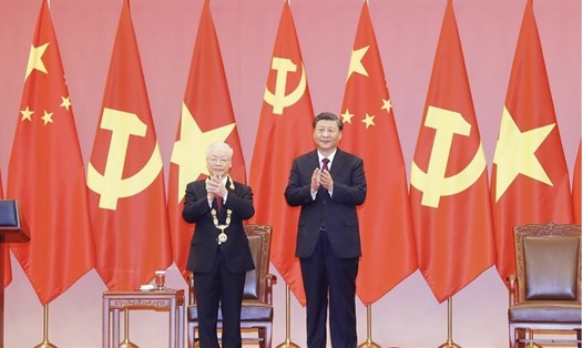 Tổng Bí thư Nguyễn Phú Trọng và Tổng Bí thư, Chủ tịch Trung Quốc Tập Cận Bình. Ảnh: TTXVN