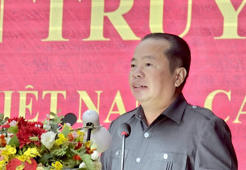 Ông Mai Văn Huỳnh - Phó Bí thư thường trực Tỉnh uỷ Kiên Giang - phát biểu tại Hội nghị. Ảnh: Nguyên Anh