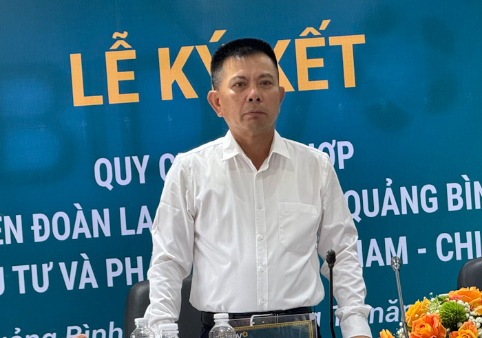 Ông Phan Thanh Bình - GĐ BIDV Quảng Bình khẳng định sẽ tiếp tục đem lại lợi ích và tiện ích tốt nhất cho người lao động. Ảnh: Lê Phi Long