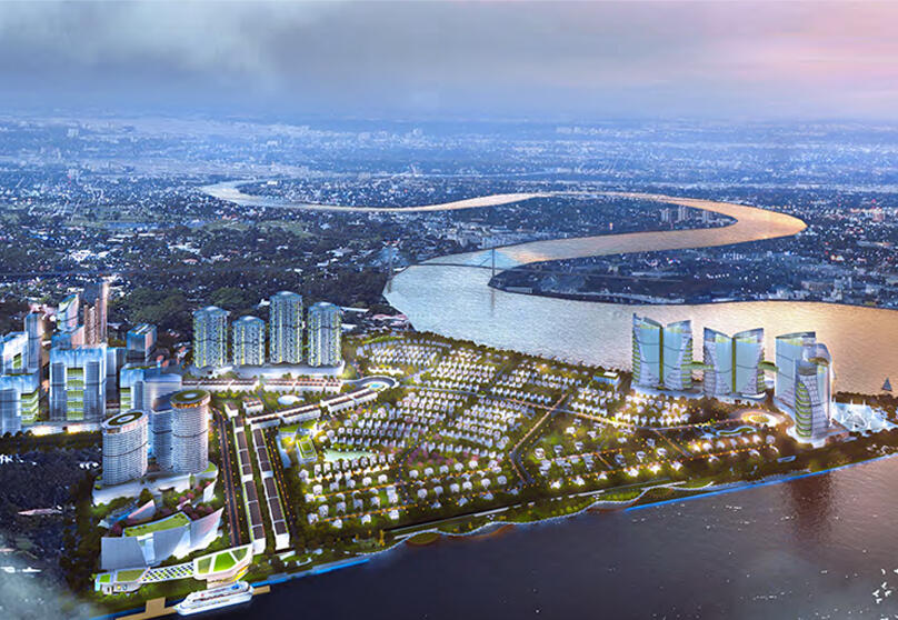  Phối cảnh dự án Saigon Peninsula từng được tập đoàn Vạn Thịnh Phát thông tin rầm rộ vào giai đoạn 2014 - 2015. Giai đoạn này, có không dưới 10 đoàn nhà đầu tư bất động sản từ Hong Kong, Trung Quốc, Anh, Pháp đã đến tìm hiểu hợp tác