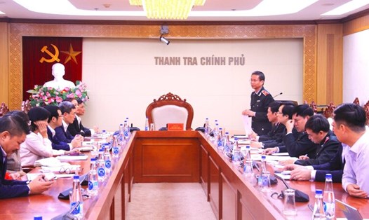 Thanh tra Chính phủ công bố Quyết định kiểm tra tại Ngân hàng TMCP Đại chúng Việt Nam (PVcomBank). Ảnh: Thanh tra Chính phủ. 
