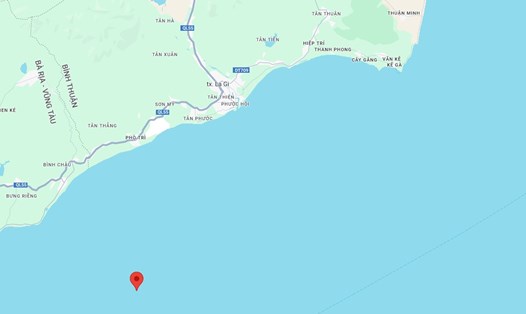 Vị trí tàu cá bị tàu vận tải đâm chìm. Ảnh: Google Maps