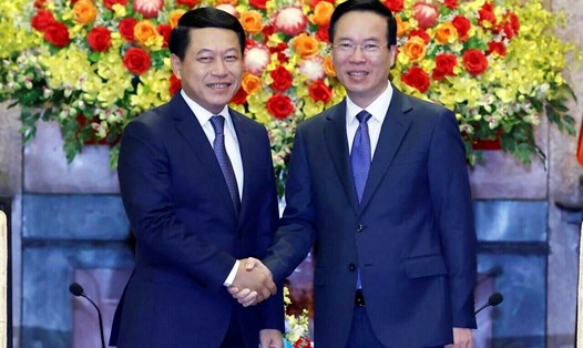 Chủ tịch nước Võ Văn Thưởng tiếp Phó Thủ tướng, Bộ trưởng Ngoại giao Lào Saleumxay Kommasith. Ảnh: TTXVN