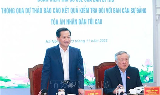 Bí thư Trung ương Đảng, Phó Thủ tướng Chính phủ Lê Minh Khái phát biểu chỉ đạo. Ảnh: TTXVN
