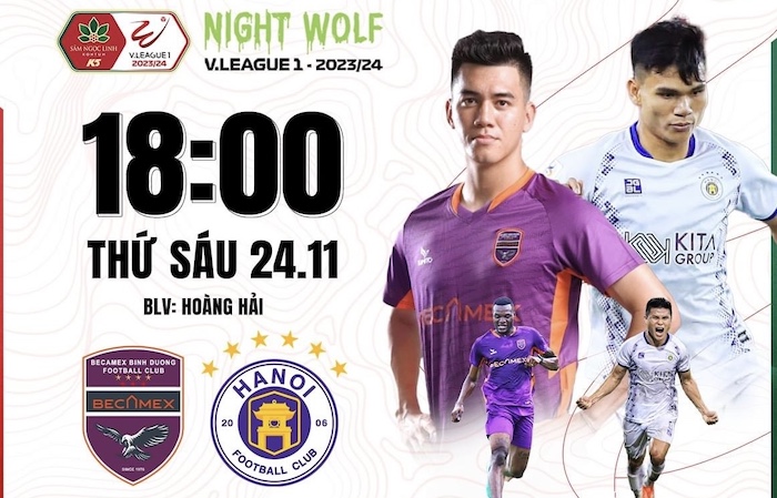 Câu lạc bộ Bình Dương tiếp đón Hà Nội tại V.League 2023-2024. Ảnh: FPT Play