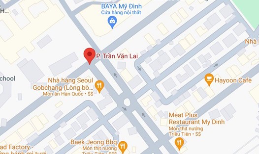 Phố Trần Văn Lai trên map. Ảnh chụp màn hình