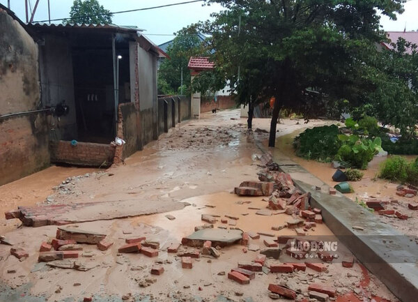 Hình ảnh thôn Tân Sơn sau khi nước lũ kéo theo bùn đất từ sân golf Việt Yên đổ xuống. Ảnh: Người dân cung cấp 
