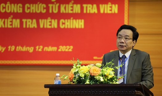 Ông Nghiêm Phú Cường - Phó Chủ nhiệm Uỷ ban Kiểm tra Trung ương phát biểu tại khai mạc Kỳ thi nâng ngạch công chức ngành kiểm tra Đảng năm 2022. Ảnh: Ủy ban Kiểm tra Trung ương

