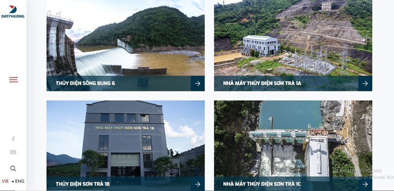 Một số dự án thủy điện tiêu biểu của Đạt Phương. Ảnh: Chụp màn hình