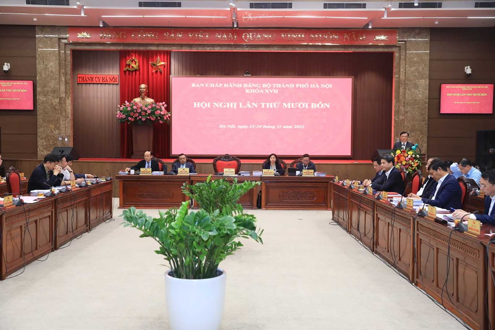 Hội nghị lần thứ mười bốn Ban Chấp hành Đảng bộ TP Hà Nội, ngày 24.11. Ảnh: Viết Thành