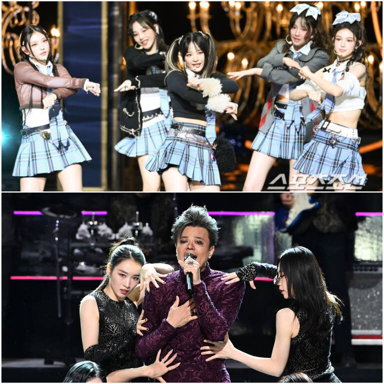 NewJeans gây sốt khi có năm thứ 2 liên tiếp được biểu diễn ở lễ trao giải cuối năm. Ảnh: Sports Chosun