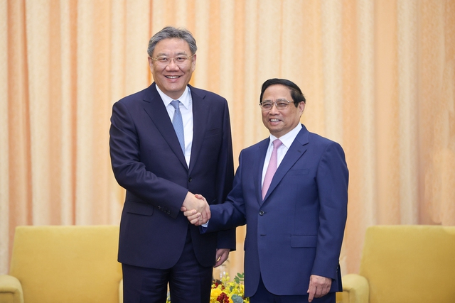 Thủ tướng Chính phủ Phạm Minh Chính đã tiếp Bộ trưởng Bộ Thương mại Trung Quốc Vương Văn Đào. Ảnh: VGP
