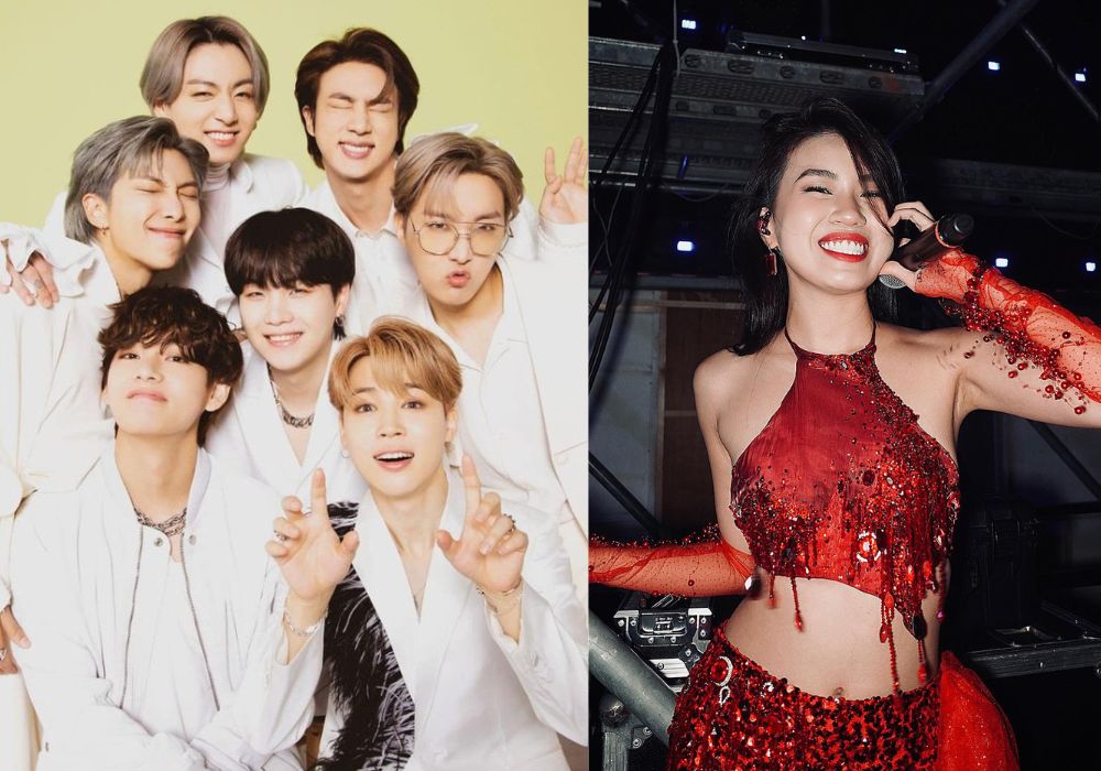 Nhóm nhạc BTS và nữ ca sĩ Việt - Diệu Huyền, nghệ danh Pháo. Ảnh: Big Hit Music, Facebook nhân vật
