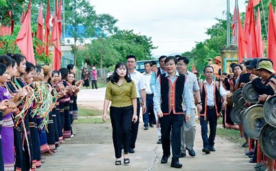 Ngày hội Đại đoàn kết toàn dân tộc tại thôn Kte Lớn A, xã Ia Yeng, huyện Phú Thiện, tỉnh Gia Lai. Ảnh: Phạm Đông