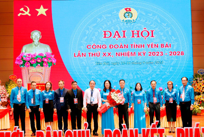 Đoàn đại biểu Công đoàn tỉnh Yên Bái dự Đại hội Đại hội XIII Công đoàn Việt Nam. Ảnh: Bảo Nguyên