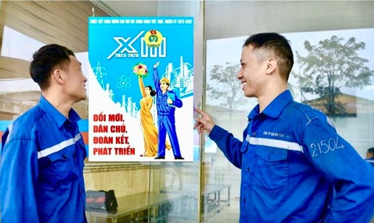 Công ty Than Mạo Khê đẩy mạnh tuyên truyền Đại hội XIII Công đoàn Việt Nam. Ảnh: Phạm Văn Cừ
